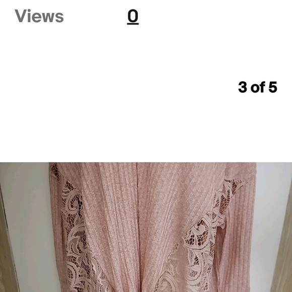 Lily White Pink Blush Lace Knit Top Knot Front Size L - Picture 3 of 5